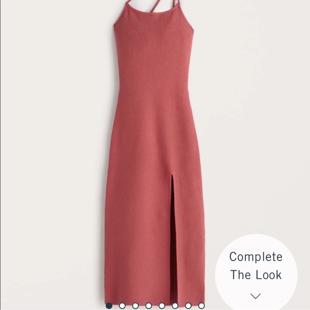 Abercrombie & Fitch AF Asymmetrical Elevated Knit Maxi Dress - Dark Pink XXS